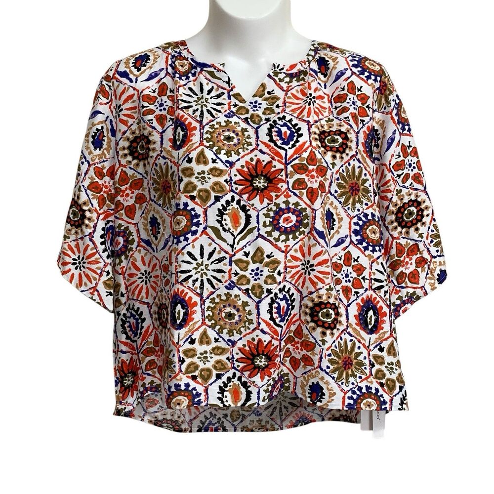 NEW Lomon Blouse Tunic Top Womens Size 2X Multicolored Floral 3/4 Sleeve Boho